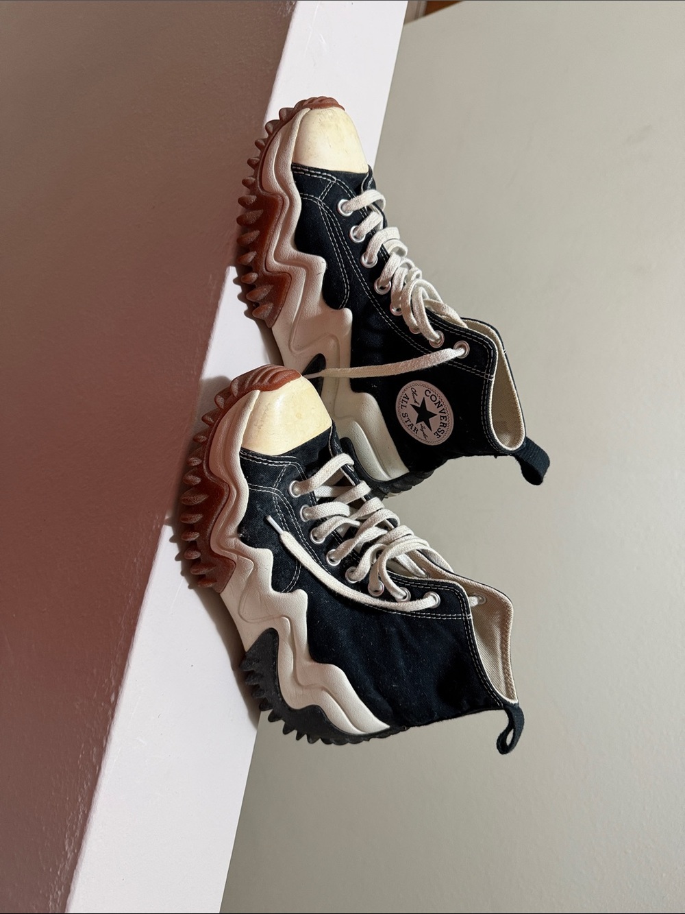Converse Black and Cream High-Top Chunky Sole Sneakers